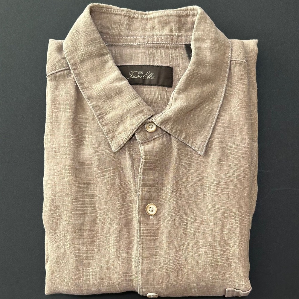 Tasso Elba Men's shirt XL Men's Silk‎ Linen Blend Casual